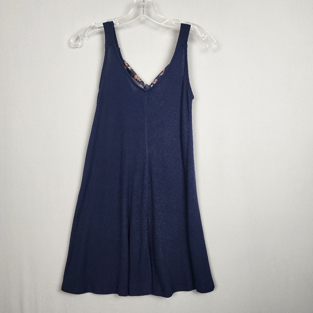 Blue Rain Top - Blue Ribbed Tunic With Colorful Tie Sz. XS
